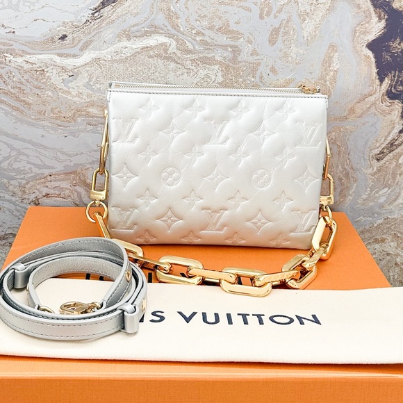Louis Vuitton Coussin BB Monogram Silver Lambskin Embossed Crossbody Bag - Picture 3 of 12